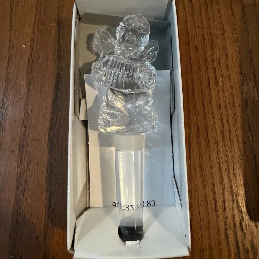 Mikasa Cherub Song Crystal Bottle Stopper T8194/900 Angel Accordion w/ Box